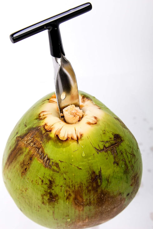 2 qty - Ken's CocoMon Coconut Opener Tool for Fresh GREEN Young Fruit Black Rubber Handle EZ Easy Grip SAFE (2 CocoMons)...