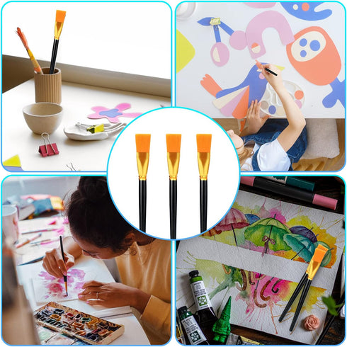 10pcs Flat Paint Brushes 1 Inch Wide, Watercolor Acrylic Paint Brush Bulk Synthetic Nylon Oil Painting Brushes for Artists Professional Amateurs G...