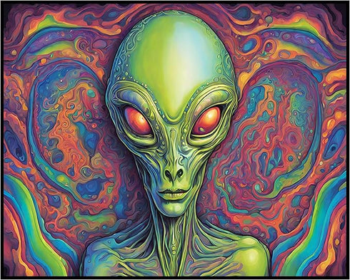 Posterizer 1 pcs- psychedelic funky hippie colorful sci fi alien 3-Fantasy & Fiction Art-Retro Art- Living Room Bedroom Decor- unframed wall art...