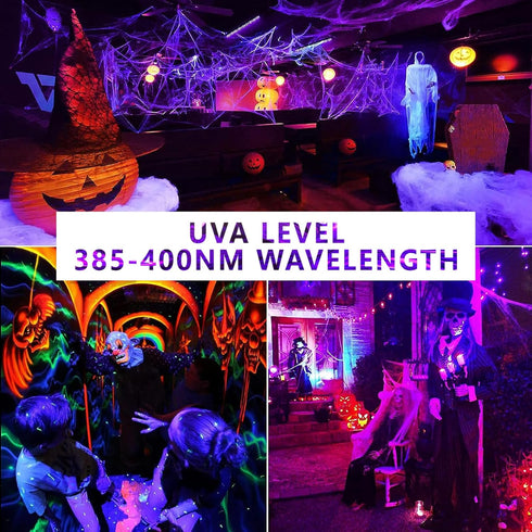 LED Black Light Bulbs 2 Pack, A19 9W UV Black Light Replace Up to 100W, 120V E26 Base Black lights UVA Level 385-400nm, Glow in The Dark for Body ...