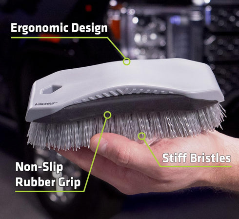 VIKING Carpet Cleaning and Scrub Brush for Floor Mats, Cleaning Brush for Car Interior and Home, Grey, 6.4 x 2.8 x 1.8 Inch...