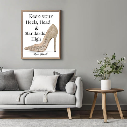 Posterizer 1 pcs-Keep Your Heels, Head and Standards High-Coco Chanel-Inspirational Women's Art- Gift for Women, Fashionistas, Designer Fashion Fa...