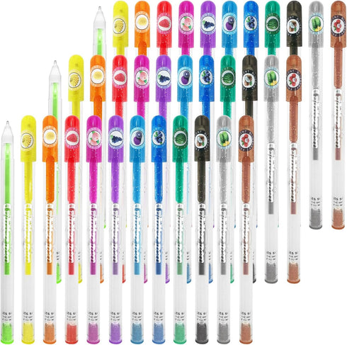 36 PCS Scented Glitter Color Gel Pen Smooth Writing Pen Stationery Kit Cute Smell Good Pens Fruit Flavors Coloring Pen for Girls Kids Art Crafts S...