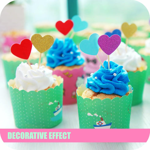 Cupcake Toppers 30Pcs Set, GUCUJI Funny Heart Glitter Mini Birthday Cake Snack Decorations Picks Suppliers Party Accessories for Wedding and Baby ...