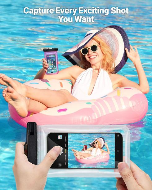 F-color Waterproof Phone Pouch - 3 Pack Shining Dazzling TPU Waterproof Phone Case with Lanyard - IPX8 Waterproof Cell Phone Dry Bag Fit iPhone 15...