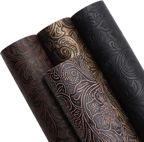 David accessories Bump Texture Faux Leather Sheet 4 Pcs 7.7" x 12.9" (20 cm x 33 cm) Plain Geometric Pattern Printed Faux Leather Fabric Sheet for...