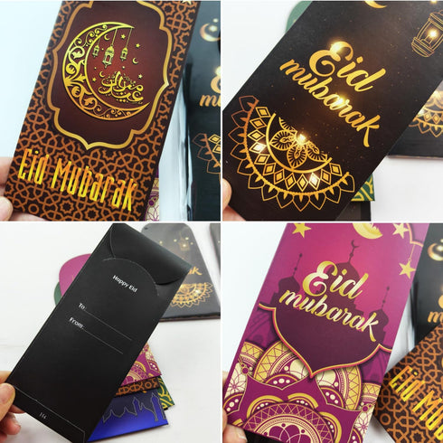 KYMY 24pcs Eid Mubarak Money Envelopes, Muslim Ramadan Cash Envelopes, Islamic Money Gift Card Holders for for Eid Mubarak, Eid al-Fitr, Eid al-Ad...