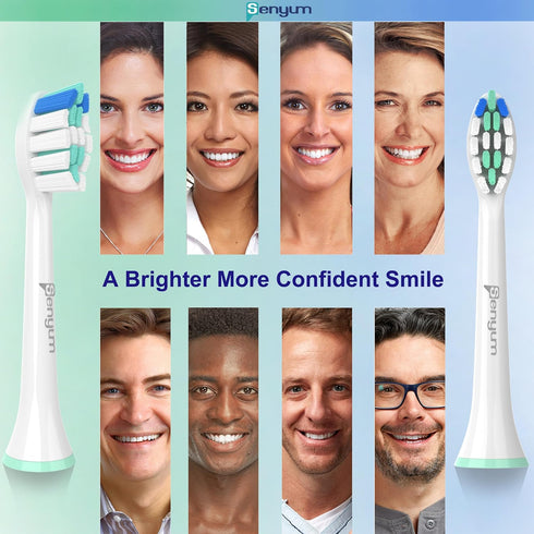 Senyum Toothbrush Replacement Heads for Philips Sonicare Replacement Heads Compatible with Sonicare Replacement Heads, 4 Pack...