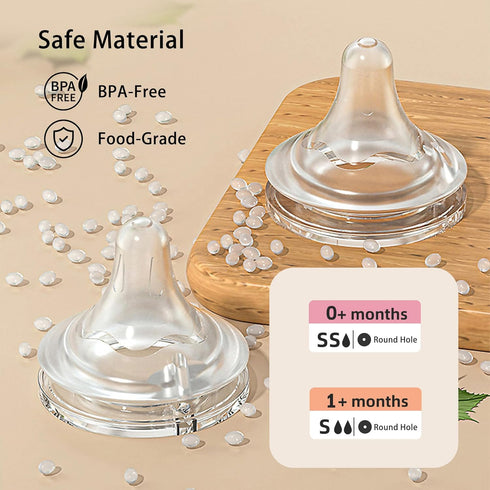 Natural Glass Baby Bottle Wide Neck, Newborn Anti-Colic Baby Bottle, Clear, 3oz(Pack of 2), Includes 2Pcs Slow Flow Nipple(SS), 0 Months+...