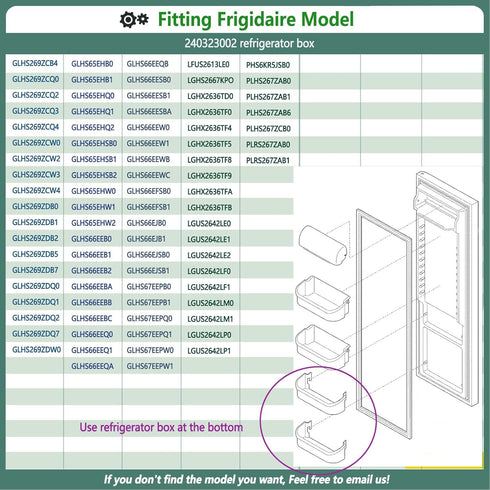 240323002 Refrigerator Door Bin Shelf Compatible with Frigidaire or Electrolux, Bottom 2 Shelves on Refrigerator Side, Single Unit, Clear, Replace...