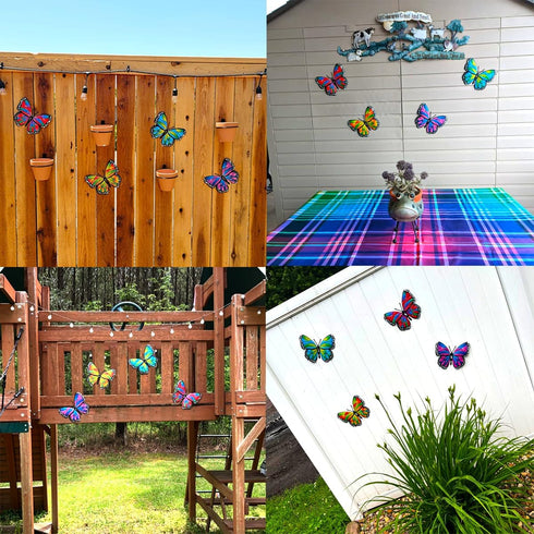 Metal Butterfly Wall Art Decor - 9.8 inches Outdoor Wall Art Decorations for Fence Garden Backyard Bedroom Patio Living Room,Gift for Mom Dad Frie...