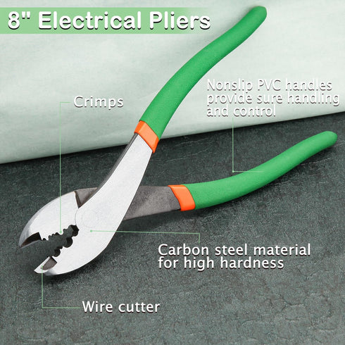 Electrician's Terminal Crimp Pliers with Cutter Wire Crimping Tools Cable Wire Electrical Cutter Crimper with PVC Handle Electrical Pliers for 10 ...