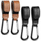 Leather Stroller Hooks for Diaper Bag and Stroller Organizer - RUVALINO® Stroller Strap with Large Carabiner Clip for Bags - Accessories for Wheel...