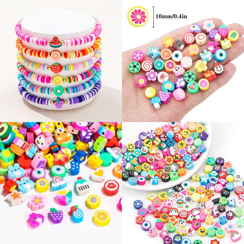 2080PCS letter Clay Beads for Bracelets keychain making kit, letter bedas Fruit Flower Clay Beads Charms Kit with Accessories DIY Crafts for women...
