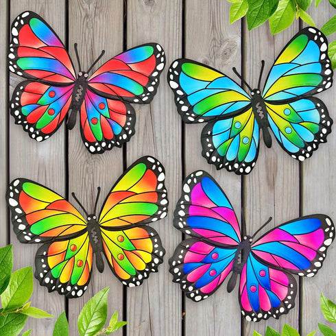 Metal Butterfly Wall Art Decor - 9.8 inches Outdoor Wall Art Decorations for Fence Garden Backyard Bedroom Patio Living Room,Gift for Mom Dad Frie...