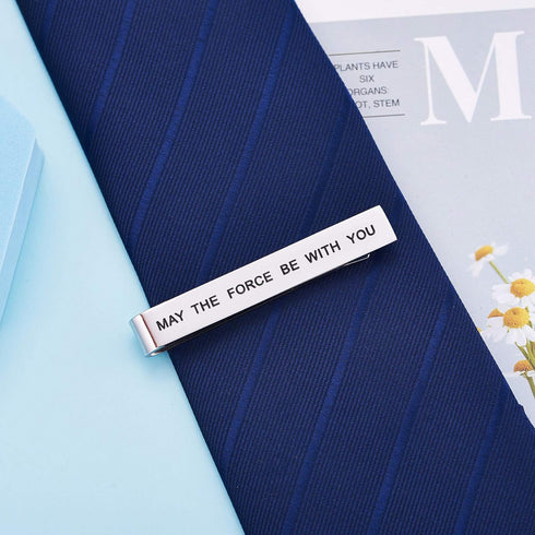May The Force Be with You Tie Clip Star Wars Fan Gift Funny Gift Stainless Steel Polished Finish Tie Clips Men Women...