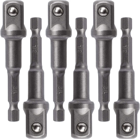 OIIKI 6 Pack 1/2 inch Square Socket Adapter Bit Set, Impact Driver Power Bits for Automotive DIY-1/4 Hex Shank...