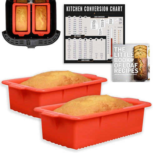 Air Fryer Silicone Loaf Pans for Baking, Non-Stick Bread Cake Pan, 7.5 inch Airfryer Bakeware Sets, Meatloaf Brownie Corn, Fits Instant Pot, Ninja...