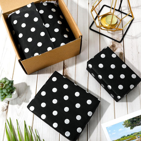 Whaline 100 Sheets Polka Dot Tissue Paper Black Gift Wrapping Paper Art Craft Paper for DIY Crafts Wedding Birthday Baby Shower Party Decorations,...