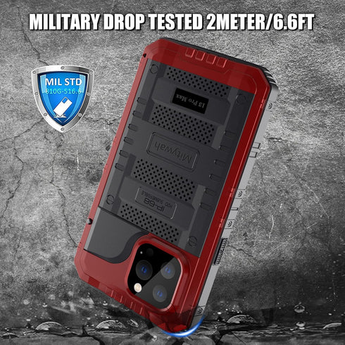 Mitywah Waterproof Case for iPhone 13 Pro Max, Heavy Duty Military Grade Armor Metal Case, Underwater Full Body Protective Case Shockproof Built-i...