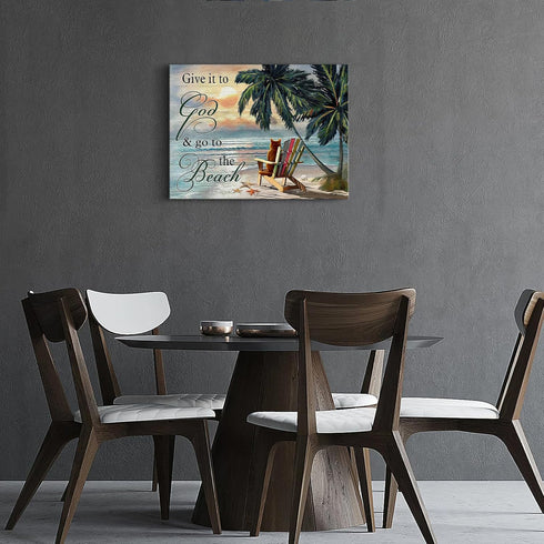 Kuphsod Summer Beach Canvas Wall Art Ocean Coastal Print Painting Sea Landscape Picture Modern Home Artwork Decor For Living Room Kitchen Bathroom...