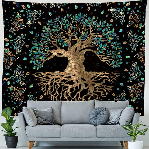 XGXL Life Tree Tapestry Wall Hanging - Bohemian Hippie Wishing Tree Tapestries Psychedelic Wall Carpet Mystic Aesthetic Wall Tapestry for Living R...