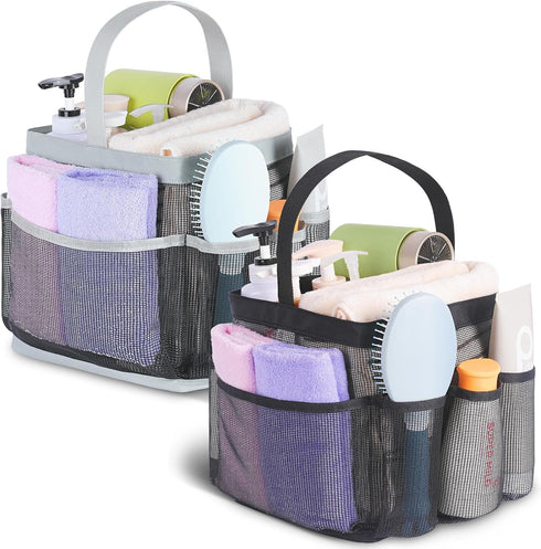 2 Pack Mesh Shower Caddy Portable for College Dorm Room Essentials, Shower Caddy Dorm with 8-Pocket Large Capacity,Shower Bag for Beach,Swimming,G...