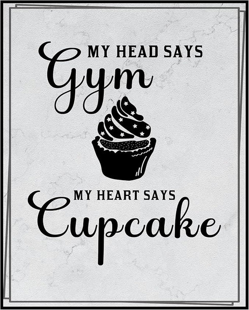 Posterizer 1 pcs-Kitchen Print-Funny Quotes-my heart says cupcake-Kitchen & Bar Art-Comedy Art-Art Poster Print for Home, Office, Store, Bar- unfr...