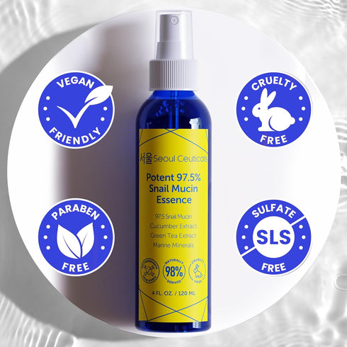 SeoulCeuticals Korean Face Mist 97.5% Snail Mucin Essence - K Beauty Skincare Facial Spray - Cucumber Extract + Marine Minerals + Green Tea + Aloe...