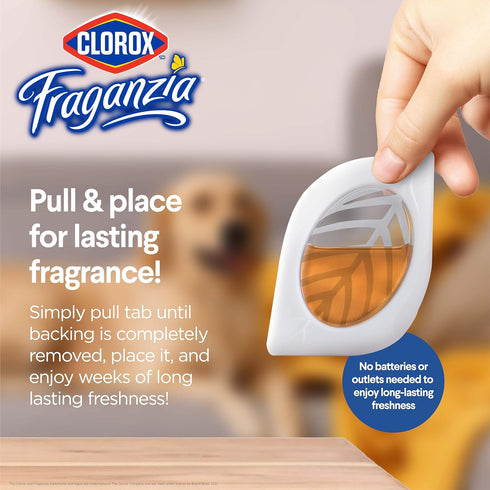 Clorox Fraganzia Small Rooms Air Freshener in Vanilla Honeycomb Scent, 2ct | Peel & Place Air Freshener Units, No-Plug, Battery-Free for Closets, ...