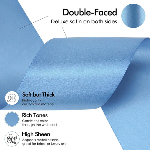 MEEDEE Smoke Blue Satin Ribbon Lux Double Faced Satin Ribbon 3 Inch Dusty Blue Ribbon Ribbon by 10 Yards Smoke Blue Ribbon for Crafts, Christmas T...