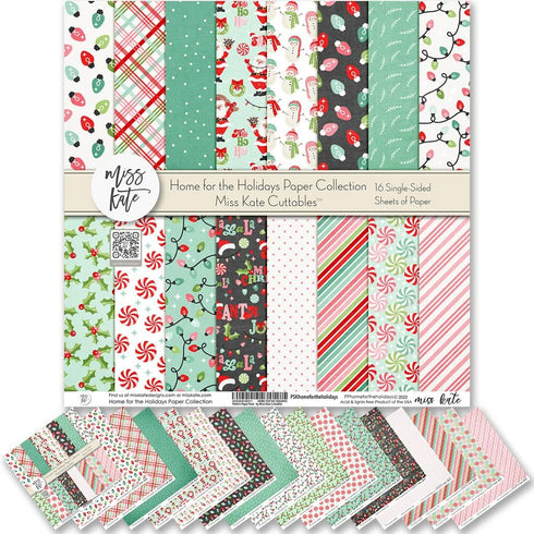 Pattern Paper Pack - Home for the Holidays - for Christmas Eve Santa Claus - 16 Single-Sided 12x12 Papers with 16 Designs - Scrapbooking Card Maki...