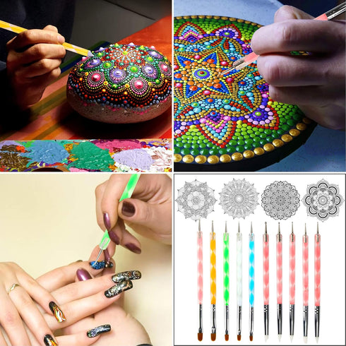 Mandala Dotting Tools,Augshy 58PCS Dot Painting Tools Set Rock Painting Supplies with a Blue Zipper Waterproof Storage Bag for Painting Rocks...