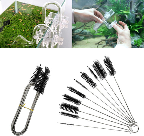 60 Inch Aquarium Filter Hose Brush+8 Inch Nylon Tube Cleaner Brush Set,Stainless Flexible Tube Cleaning Long Brush for Lab Fish Tank Aquarium and ...