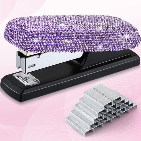 Bling Crystal Stapler Gift Sparkly Diamond Stapler for Desk Handmade Clay Rhinestone Machine Cute Stapler Pretty Office Stationery Kit Stylish Acc...