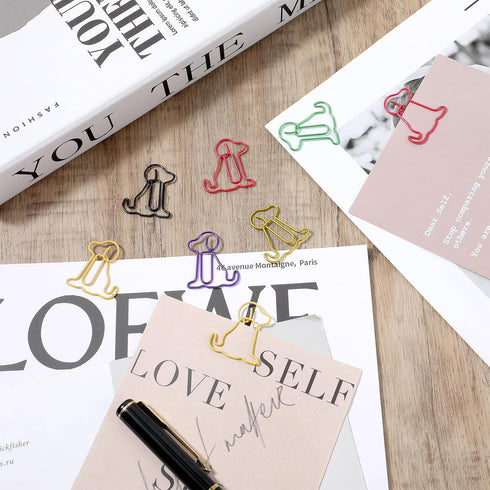100 Pcs Colorful Animal Bookmarks Clips Cute Paper Clips Dog Shaped Paper Clips Fun Office Gifts Lovely 6 Colors Dog Shaped Marking Clips for Wome...