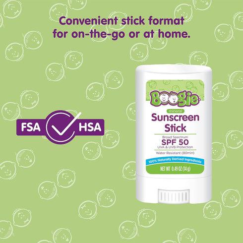 Baby Sunscreen Stick by Boogie Block, Mineral Sunscreen SPF 50, FSA/HSA Eligible, Travel Size Sunblock for Kids, Zinc Oxide, Water Resistant, Vega...