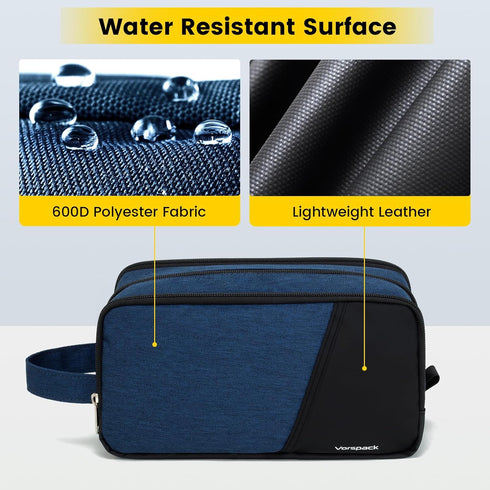 Vorspack Travel Toiletry Bag - Large Toiletry Bag for Men Water Resistant Skincare Bag Dopp Kit for Bathroom Toiletries Accessories Gifts - Navy B...