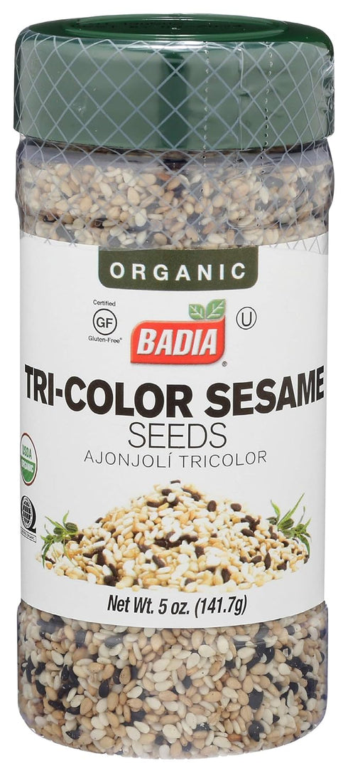 Badia Organic Tri-Color Sesame Seeds 5 oz – Nutty and Crunchy Blend of White, Black & Toasted Sesame Seeds...
