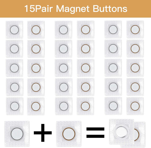 15 Pairs 1.8 Inch 25MM Large Invisible Hidden Sew Magnetic Snap PVC Hidden Purse Closure Fastener Snaps for Handbag Clothing Clasp DIY Craft Sewin...