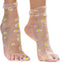 Persian Pink Translucent Daisy Socks Women Fashion Sheer Socks - See Through Mesh Socks for Women - Floral Tulle Socks (US sizes 5-8)...