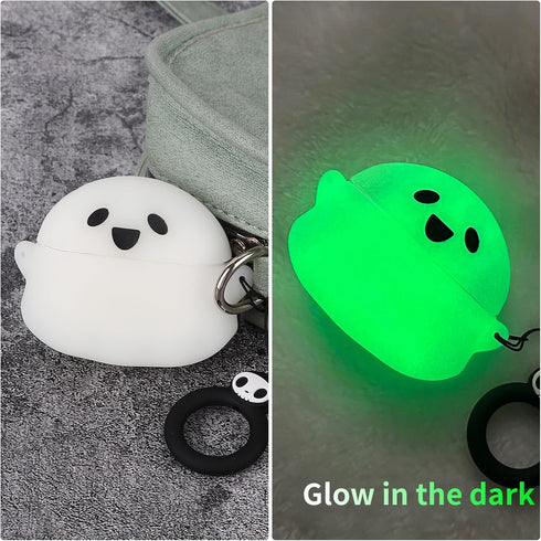 Compatible with Apple AirPods Pro 2nd/1st Generation Charging Case Cover with Cleaner Kit, Luminous 3D Halloween Ghost Funny Anime Soft Silicone P...