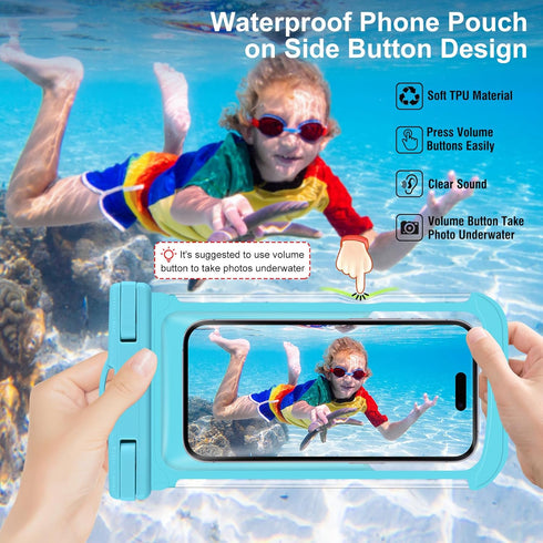 2 Pack Waterproof Phone Pouch- 3D Design 7.5" Waterproof Phone Case for iPhone 15/14/13/12/11 Pro Max Plus Samsung, IPX8 Cellphone Dry Bag Beach C...