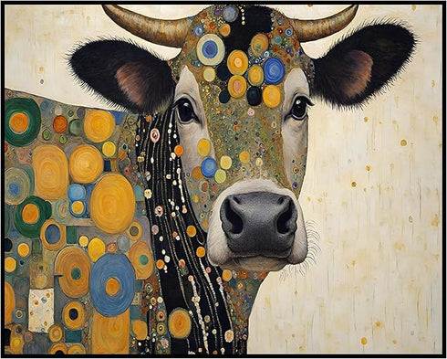 Posterizer 1 pcs- beautiful cow in mosaic style-Art for Animal Lovers-Abstract & Modern Art- Living Room Bedroom Decor- unframed wall art...