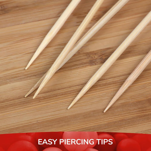 BambooMN Decorative Ball End Cocktail Fruit Sandwich Picks Skewers for Catered Events, Holiday's, Restaurants or Buffets Party Supplies - 4.7" Bla...