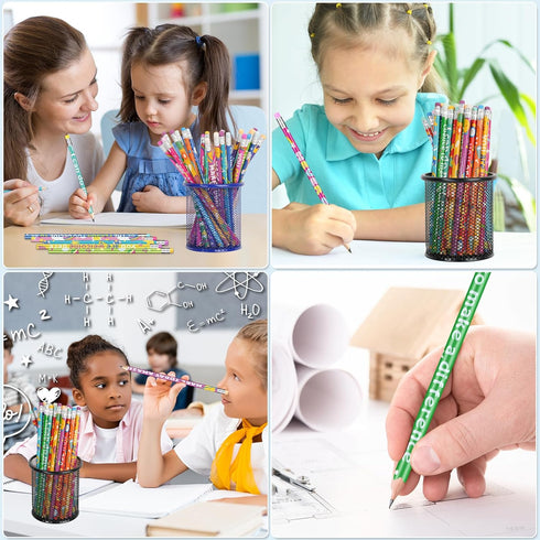 60 Pcs Motivational Pencils Bulk, Rainbow Inspirational School Pencils for Classroom, Cute Pencils with Encourage Positive Sayings, Back to School...