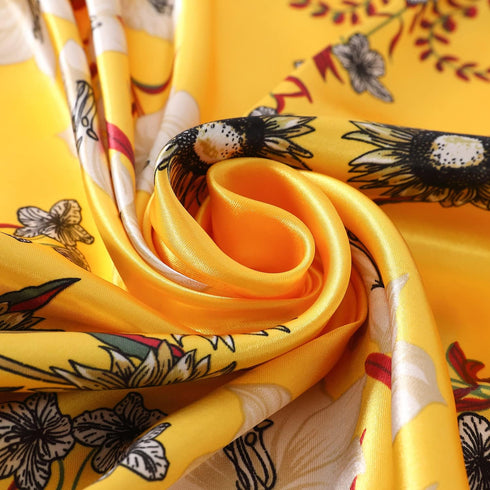 Women's 35" Satin Square Silk Like Hair Scarves and Wraps-Square Silk Head Scarf for wrapping hair...