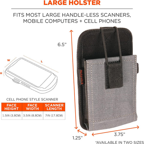 Ergodyne Squids 5542 Barcode Scanner Holster Pouch for Phone Size Mobile Computers, Holder for Handheld Bar Code Scanners, Loop Attachment for Bel...