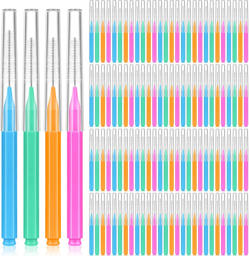 160 Pcs Interdental Brushes for Braces, 4 Size Soft and Bendable Braces Brush for Cleaning, Toothpick Dental Tooth Flossing Head Oral Dental Hygie...