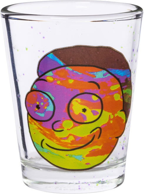 Silver Buffalo Rick and Morty Colorful Abstract Faces 4 Pack Mini Glass Set, 1.5 Ounces...